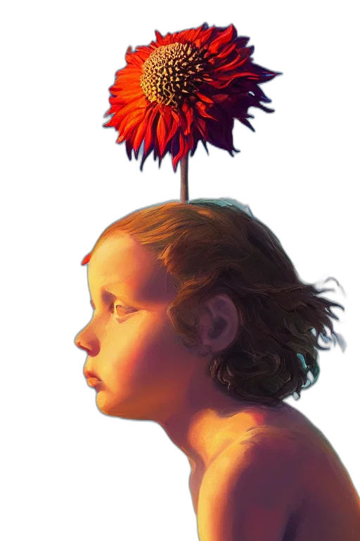 crown, flower, face, hair transparent PNG cut-out
