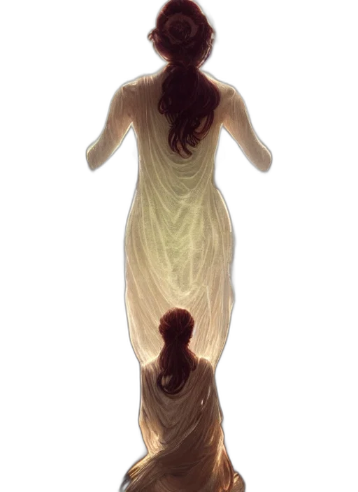 dress, jewelry, staff, hair transparent PNG cut-out