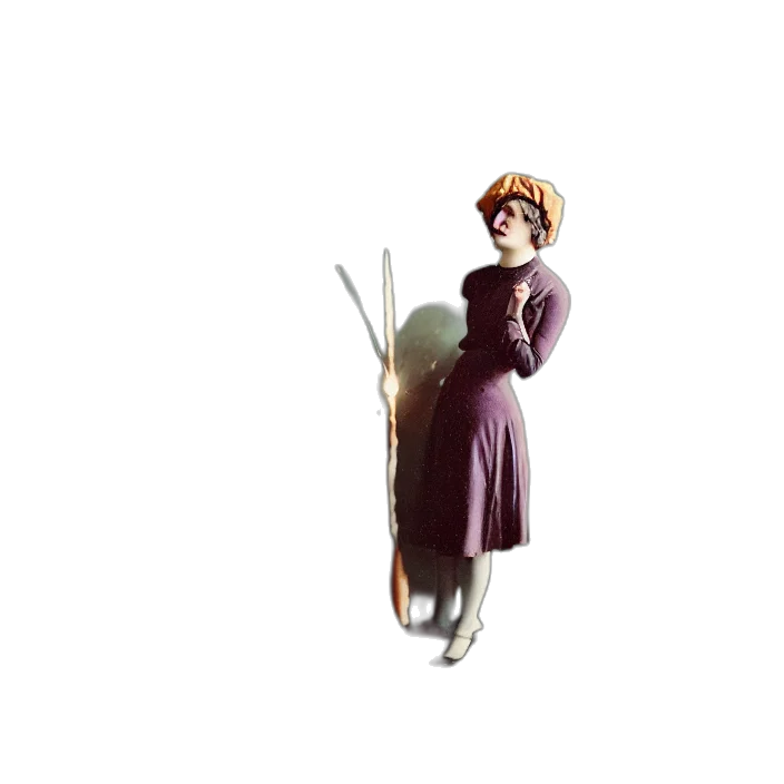 staff, dress, umbrella, hat transparent PNG cut-out