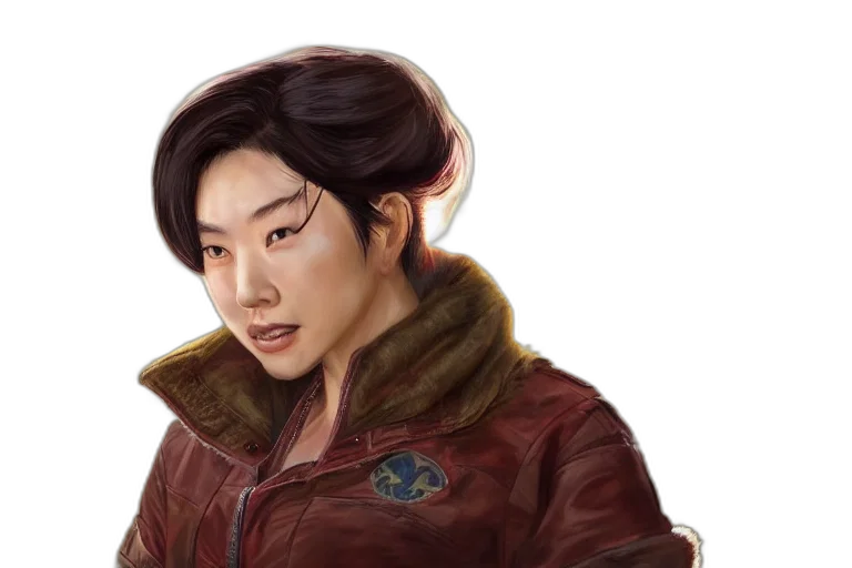 jacket, face, staff, photorealistic transparent PNG cut-out
