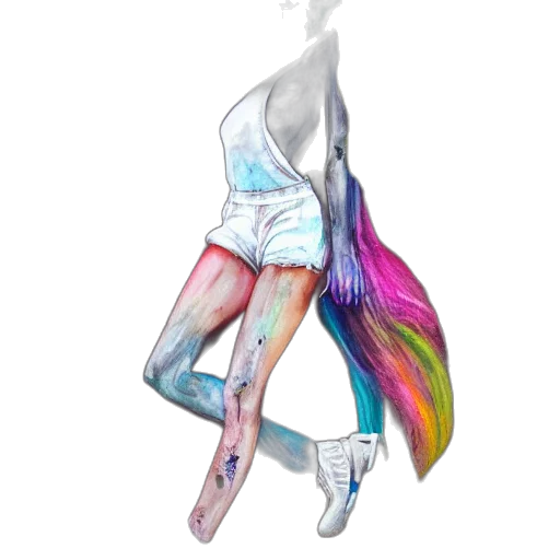 dress, hair, staff, creature transparent PNG cut-out