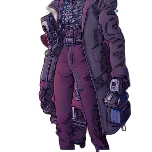jacket, staff, robot, weapon transparent PNG cut-out
