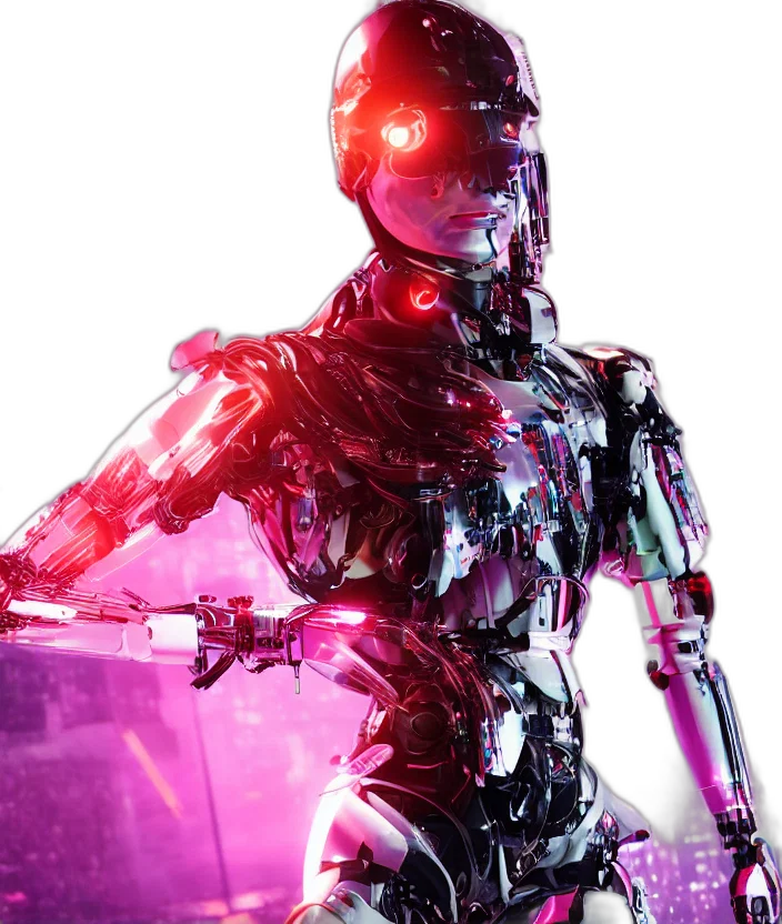 robot, cyberpunk, 3d render, concept art transparent PNG cut-out