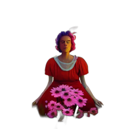 dress, flower, crown, pixel art transparent PNG cut-out