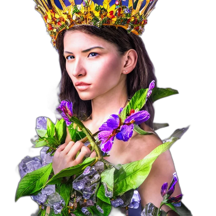 crown, jewelry, face, flower transparent PNG cut-out