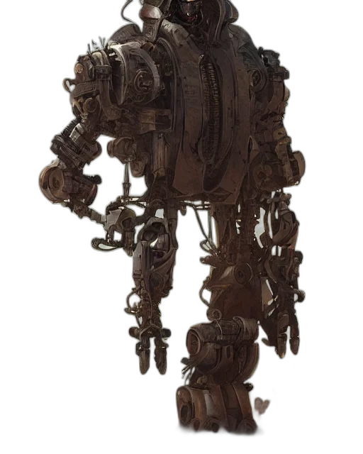 robot, weapon, staff, crown transparent PNG cut-out