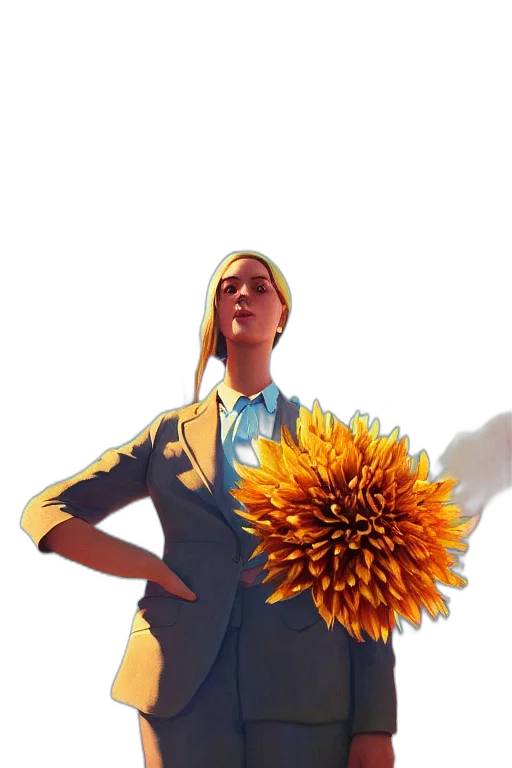 flower, staff, jacket, dress transparent PNG cut-out