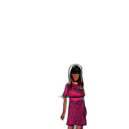 dress, hair, staff, creature transparent PNG cut-out