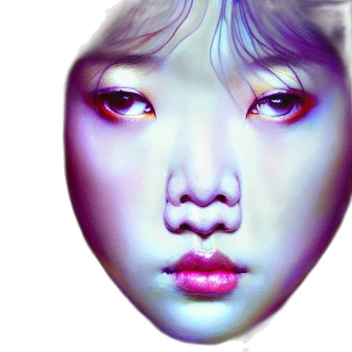 face, mask, photorealistic, vaporwave transparent PNG cut-out