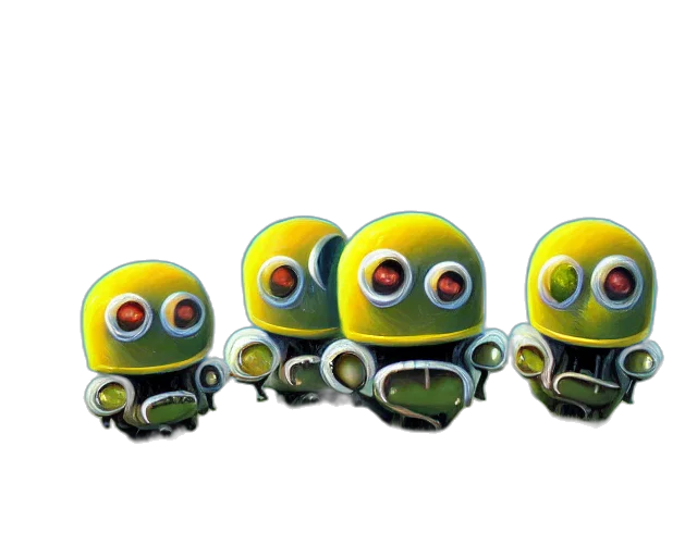 robot, staff, concept art, 3d render transparent PNG cut-out