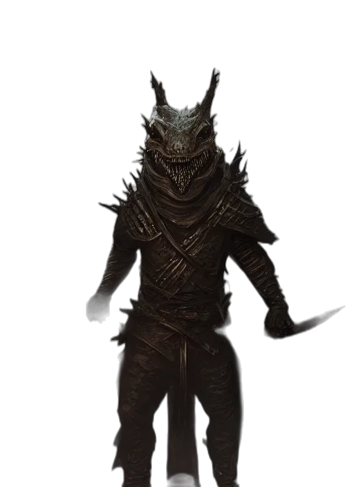 dragon, creature, staff, mask transparent PNG cut-out
