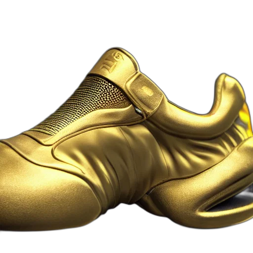 shoes, 3d render, photorealistic, golden transparent PNG cut-out
