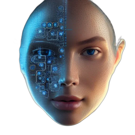 robot, face, mask, cyberpunk transparent PNG cut-out