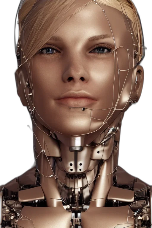 robot, face, cyberpunk, 3d render transparent PNG cut-out