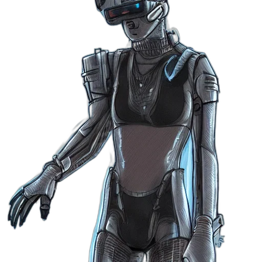 robot, concept art, cyberpunk, 3d render transparent PNG cut-out