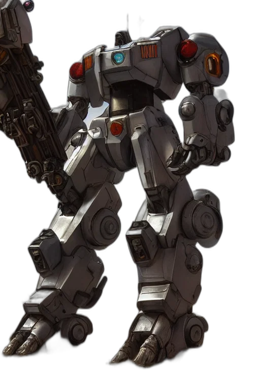 robot, weapon, concept art, 3d render transparent PNG cut-out