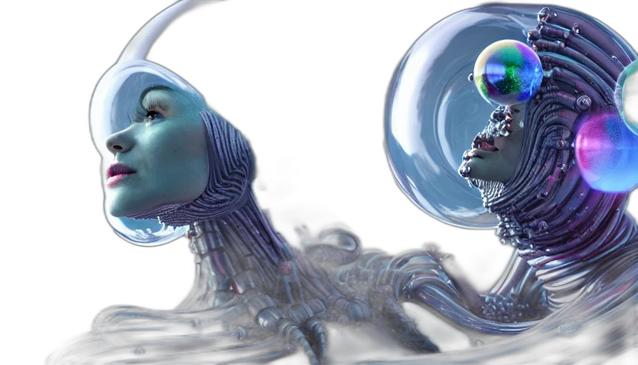 robot, concept art, 3d render, photorealistic transparent PNG cut-out