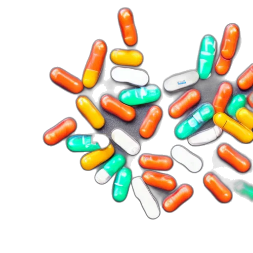 3d render, med, pills, face transparent PNG cut-out