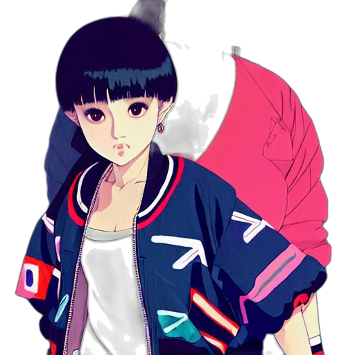 jacket, dragon, staff, face transparent PNG cut-out