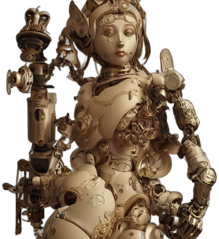 robot, jewelry, staff, crown transparent PNG cut-out