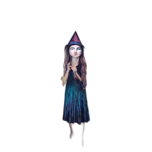 dress, hat, creature, staff transparent PNG cut-out