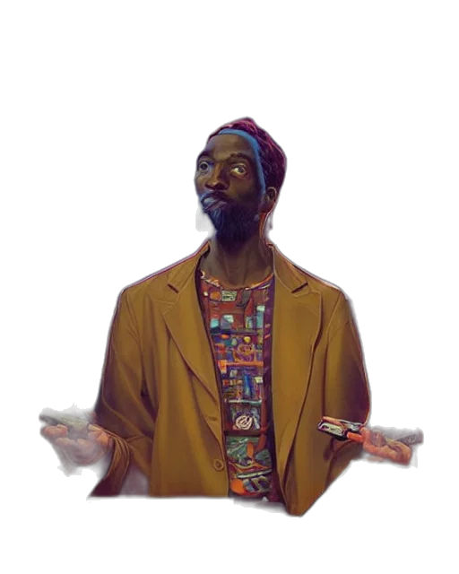 jacket, face, staff, hat transparent PNG cut-out
