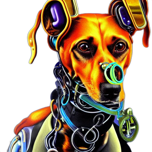 animal, staff, robot, cyberpunk transparent PNG cut-out