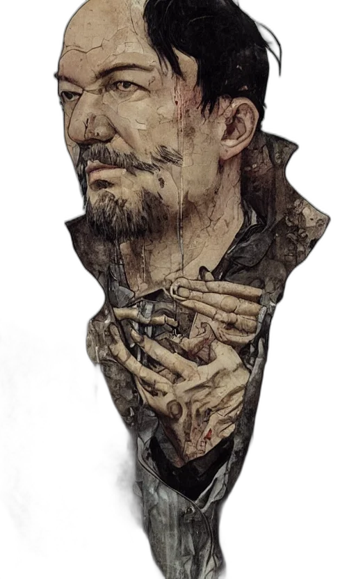 face, mask, jacket, staff transparent PNG cut-out