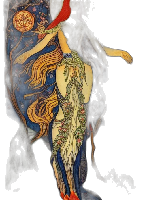 dress, dragon, staff, fantasy art transparent PNG cut-out