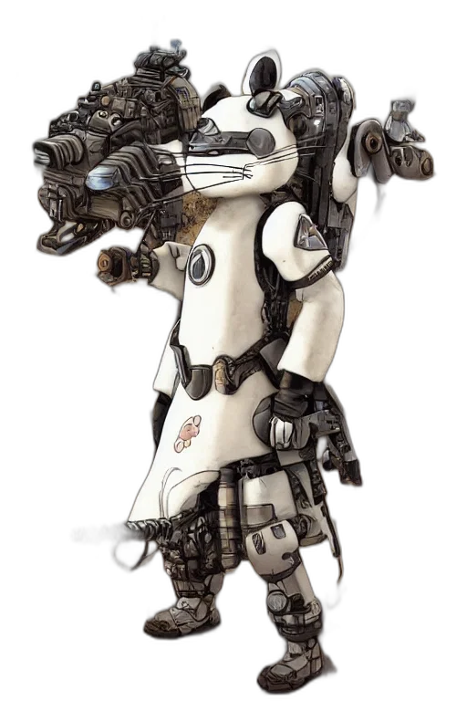 robot, weapon, staff, cyberpunk transparent PNG cut-out