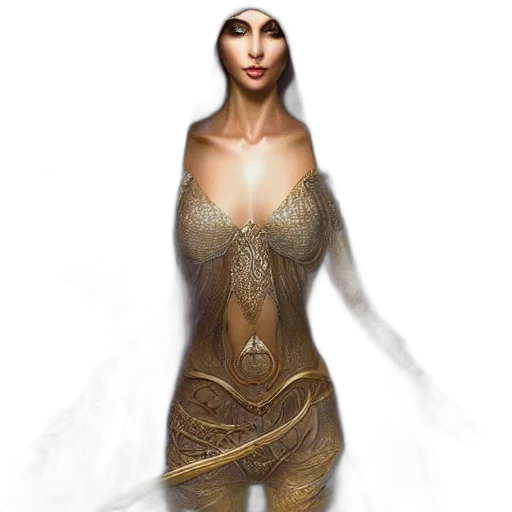 dress, jewelry, staff, mask transparent PNG cut-out