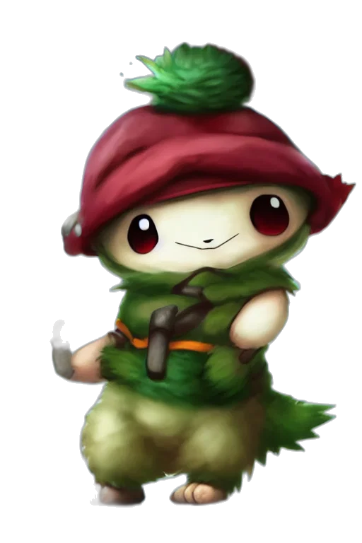 staff, hat, weapon, creature transparent PNG cut-out