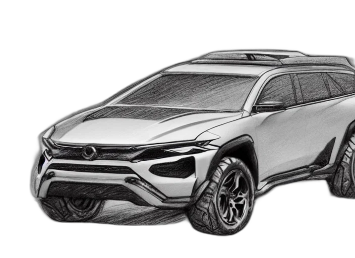car, pencil sketch, photorealistic, concept art transparent PNG cut-out