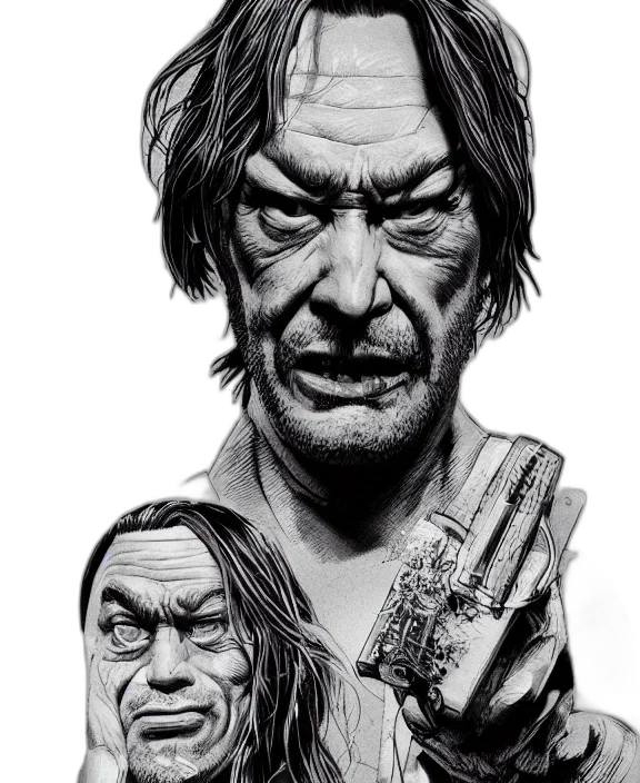 face, comic book art, concept art, photorealistic transparent PNG cut-out