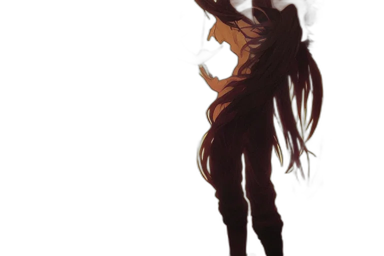staff, hair, jacket, weapon transparent PNG cut-out