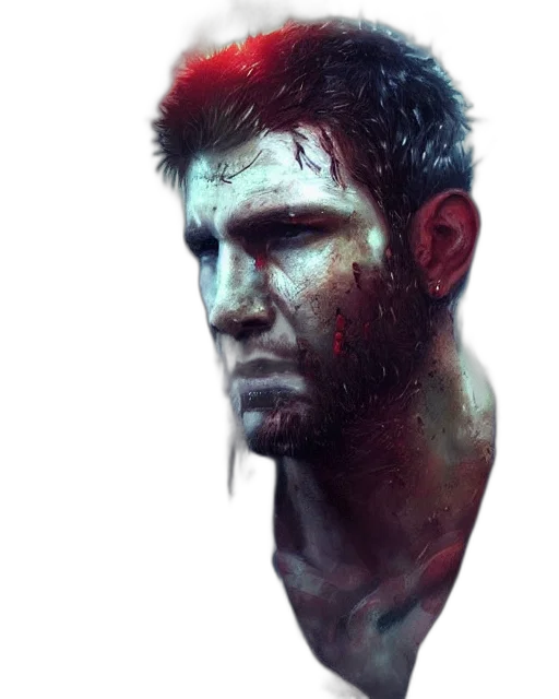face, comic book art, concept art, photorealistic transparent PNG cut-out