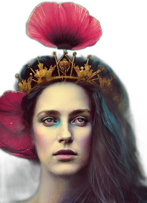 crown, face, flower, hat transparent PNG cut-out