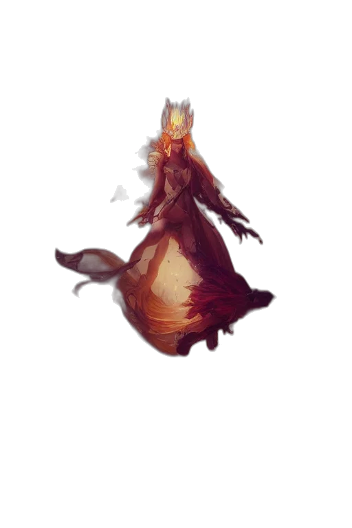 dress, creature, crown, staff transparent PNG cut-out