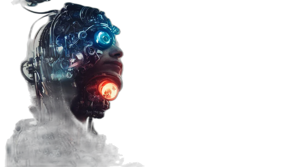 robot, mask, face, cyberpunk transparent PNG cut-out
