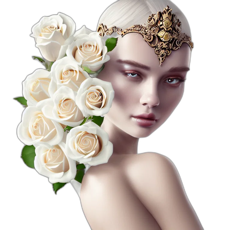 jewelry, crown, flower, photorealistic transparent PNG cut-out