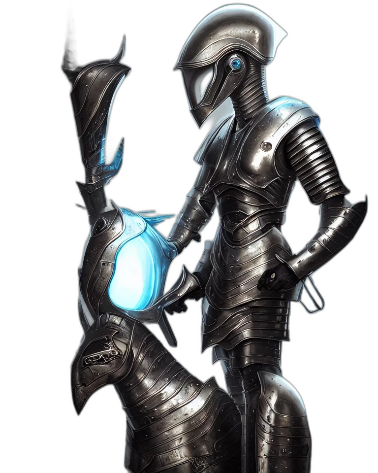 robot, staff, sword, dragon transparent PNG cut-out