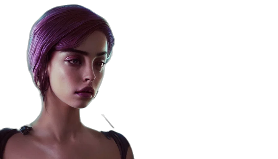 face, concept art, cyberpunk, photorealistic transparent PNG cut-out