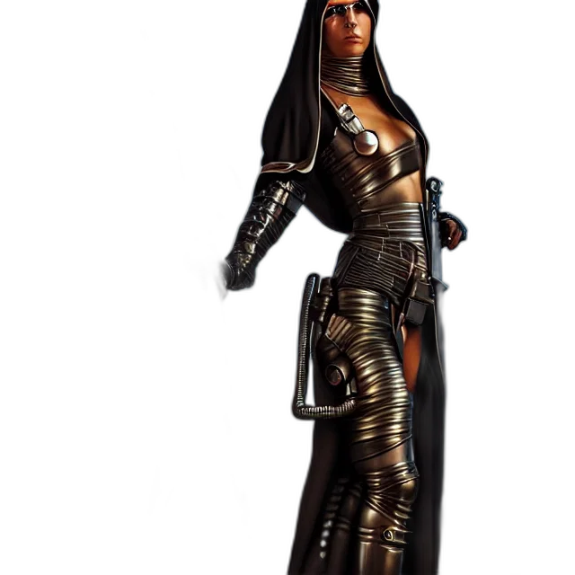 dress, staff, 3d render, concept art transparent PNG cut-out