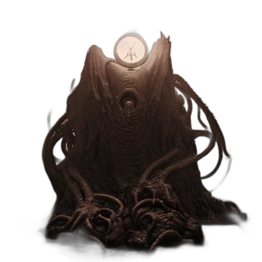 creature, mask, hair, staff transparent PNG cut-out
