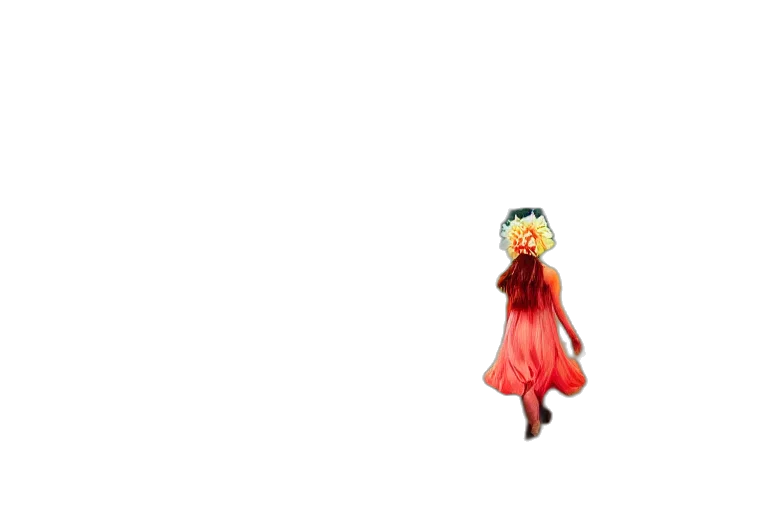 dress, creature, hair, flower transparent PNG cut-out