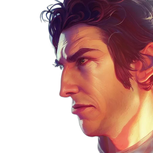 face, jacket, comic book art, photorealistic transparent PNG cut-out
