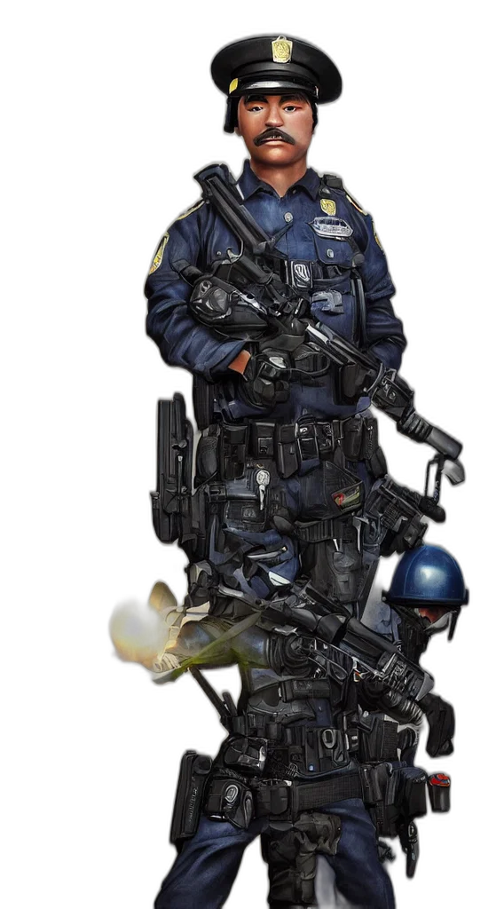 weapon, robot, staff, jacket transparent PNG cut-out