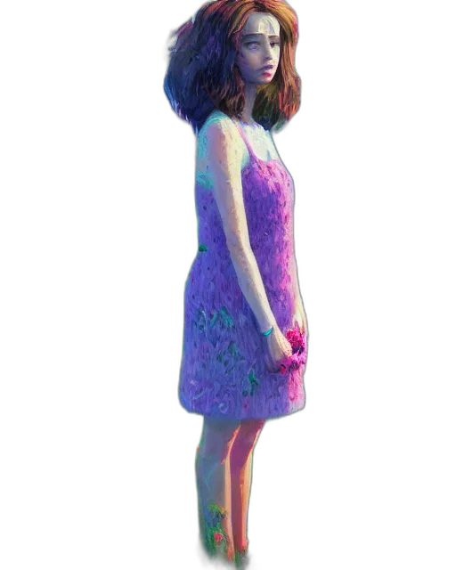 dress, creature, staff, robot transparent PNG cut-out