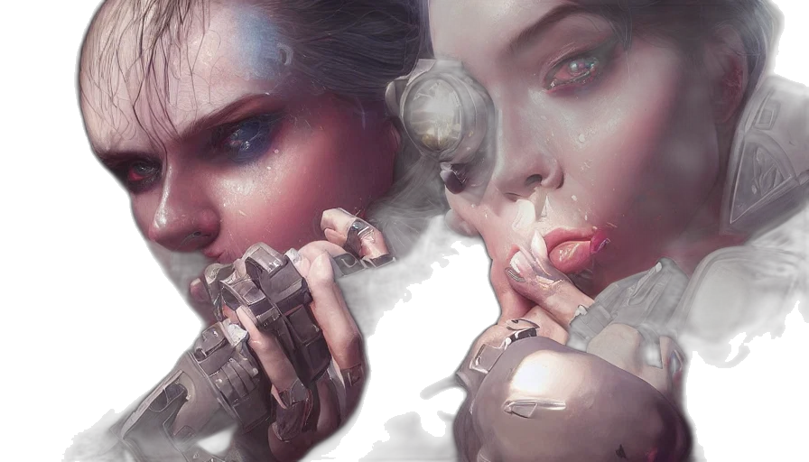 concept art, cyberpunk, photorealistic, fantasy art transparent PNG cut-out