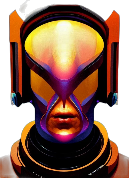 robot, mask, face, cyberpunk transparent PNG cut-out